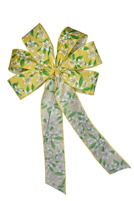 Summer Wired Wreath Bow - Lillith - White Flowers on Yellow - image4